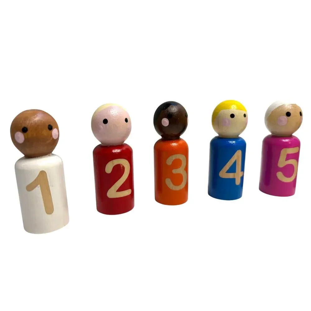 Hand Painted Peg Dolls Numbers Counting Nature Montessori Waldorf Educational